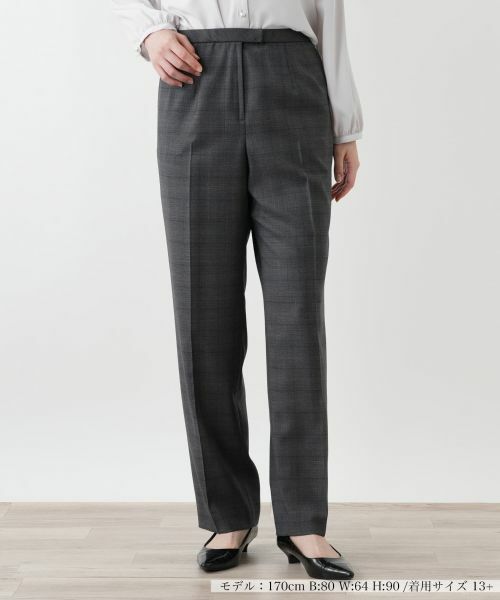 Leilian PLUS HOUSE/レリアンプラスハウス ストレートパンツ チャコール系 13+ Leilian PLUS HOUSE/レリアンプラスハウス ストレートパンツ チャコール系 13+