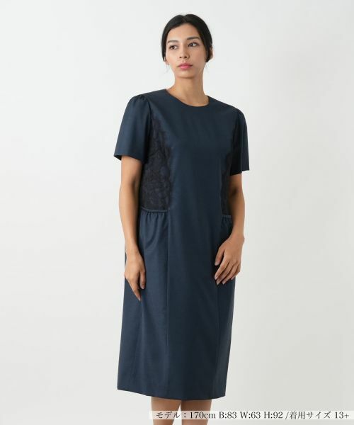 Leilian PLUS HOUSE/レリアンプラスハウス ワンピース【BOURGE】 ブルー系 17+ Leilian PLUS HOUSE/レリアンプラスハウス ワンピース【BOURGE】 ブルー系 17+