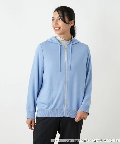 Leilian PLUS HOUSE/レリアンプラスハウス ジップアップパーカー コバルトブルー 13+ Leilian PLUS HOUSE/レリアンプラスハウス ジップアップパーカー コバルトブルー 13+
