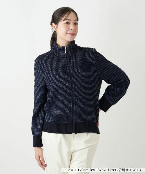 Leilian PLUS HOUSE/レリアンプラスハウス ブルゾン ネイビー 13+ Leilian PLUS HOUSE/レリアンプラスハウス ブルゾン ネイビー 13+