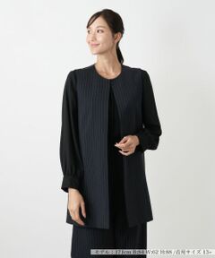 Leilian PLUS HOUSE / レリアンプラスハウス テーラードジャケット | ピンストライプロングジレ