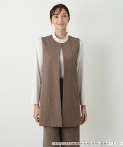 Leilian PLUS HOUSE / レリアンプラスハウス テーラードジャケット | ピンストライプロングジレ