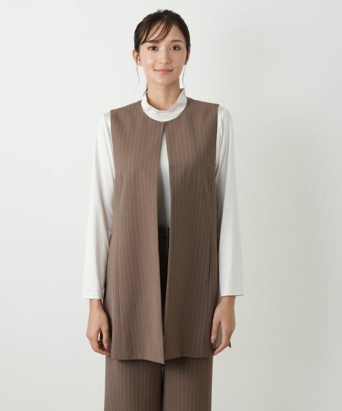 Leilian PLUS HOUSE / レリアンプラスハウス テーラードジャケット | ピンストライプロングジレ | 詳細7
