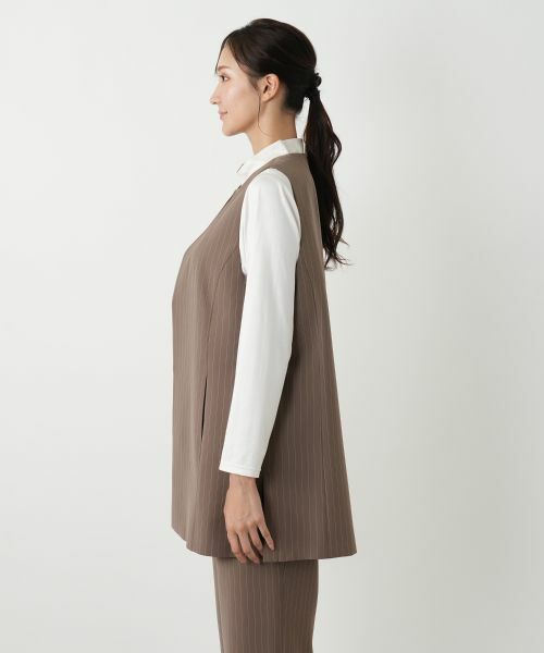 Leilian PLUS HOUSE / レリアンプラスハウス テーラードジャケット | ピンストライプロングジレ | 詳細8