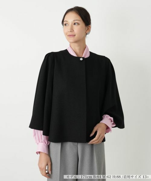 Leilian PLUS HOUSE/レリアンプラスハウス ジャケット【プラス企画】 ブラック 13+ Leilian PLUS HOUSE/レリアンプラスハウス ジャケット【プラス企画】 ブラック 13+