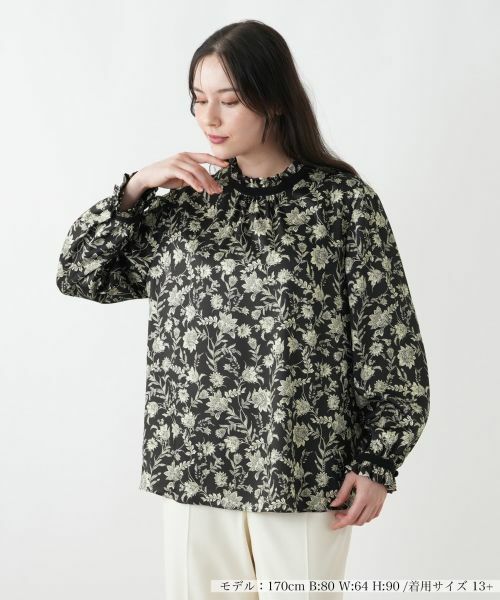 Leilian PLUS HOUSE/レリアンプラスハウス ブラウス【ROCHAS Premiere】 ブラック 17+ Leilian PLUS HOUSE/レリアンプラスハウス ブラウス【ROCHAS Premiere】 ブラック 17+