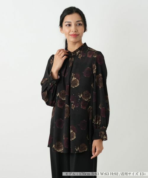 Leilian PLUS HOUSE/レリアンプラスハウス ブラウス【ROCHAS Premiere】 バーガンディ 17+ Leilian PLUS HOUSE/レリアンプラスハウス ブラウス【ROCHAS Premiere】 バーガンディ 17+