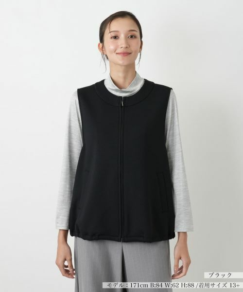 Leilian PLUS HOUSE/レリアンプラスハウス ベスト【プラス企画】 ブラック 13+ Leilian PLUS HOUSE/レリアンプラスハウス ベスト【プラス企画】 ブラック 13+