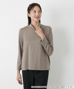 Leilian PLUS HOUSE / レリアンプラスハウス カットソー | 幾何学柄ハイネックトップス【Leilian WHITE LABEL】