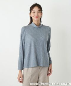 Leilian PLUS HOUSE / レリアンプラスハウス カットソー | 幾何学柄ハイネックトップス【Leilian WHITE LABEL】