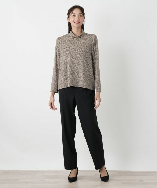 Leilian PLUS HOUSE / レリアンプラスハウス カットソー | 幾何学柄ハイネックトップス【Leilian WHITE LABEL】 | 詳細1