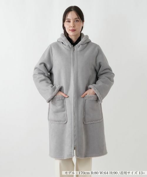 Leilian PLUS HOUSE/レリアンプラスハウス コート【Leilian WHITE LABEL】 グレー 17+ Leilian PLUS HOUSE/レリアンプラスハウス コート【Leilian WHITE LABEL】 グレー 17+