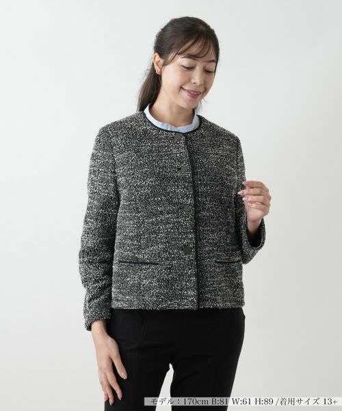 Leilian PLUS HOUSE/レリアンプラスハウス ジャケット チャコールグレー 17+ Leilian PLUS HOUSE/レリアンプラスハウス ジャケット チャコールグレー 17+