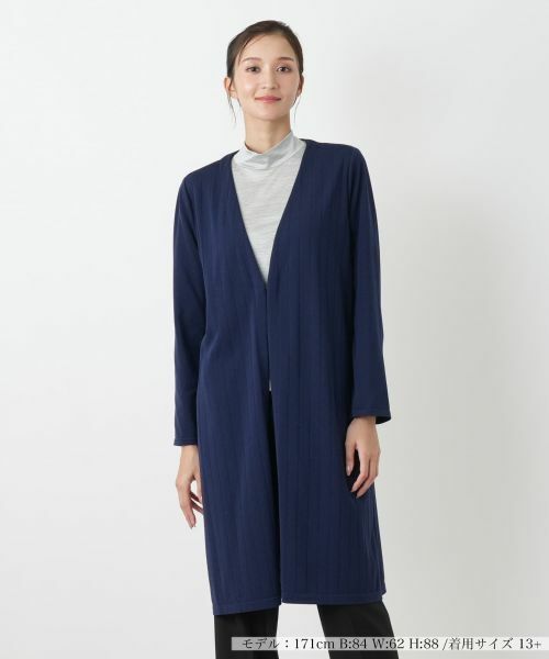 Leilian PLUS HOUSE/レリアンプラスハウス カーディガン【Leilian WHITE LABEL】 ネイビー 13+ Leilian PLUS HOUSE/レリアンプラスハウス カーディガン【Leilian WHITE LABEL】 ネイビー 13+