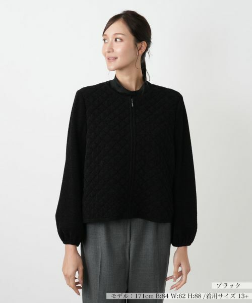 Leilian PLUS HOUSE/レリアンプラスハウス ブルゾン【Leilian WHITE LABEL】 ブラック 13+ Leilian PLUS HOUSE/レリアンプラスハウス ブルゾン【Leilian WHITE LABEL】 ブラック 13+