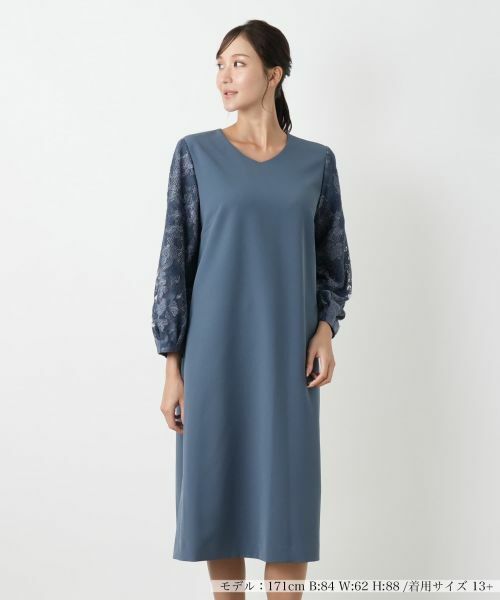 Leilian PLUS HOUSE/レリアンプラスハウス ワンピース【Leilian WHITE LABEL】【ライトオケージョン】 ロイヤルブルー 17+ Leilian PLUS HOUSE/レリアンプラスハウス ワンピース【Leilian WHITE LABEL】【ライトオケージョン】 ロイヤルブルー 17+