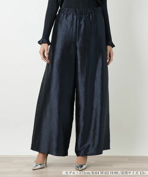 Leilian PLUS HOUSE/レリアンプラスハウス ワイドパンツ【BOURGE】 ネイビー系 13+ Leilian PLUS HOUSE/レリアンプラスハウス ワイドパンツ【BOURGE】 ネイビー系 13+