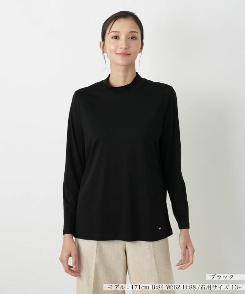 Leilian PLUS HOUSE/レリアンプラスハウス カットソー ブラック 13+ Leilian PLUS HOUSE/レリアンプラスハウス カットソー ブラック 13+