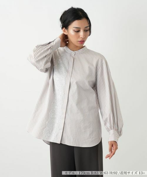 Leilian PLUS HOUSE/レリアンプラスハウス シャツブラウス【BOURGE】 ライトグレー 17+
