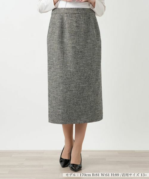 Leilian PLUS HOUSE/レリアンプラスハウス タイトスカート【ROCHAS Premiere】 ダークブラウン 17+ Leilian PLUS HOUSE/レリアンプラスハウス タイトスカート【ROCHAS Premiere】 ダークブラウン 17+