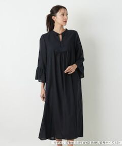 Leilian PLUS HOUSE / レリアンプラスハウス ドレス | キーネックフレアスリーブワンピース【BOURGE】