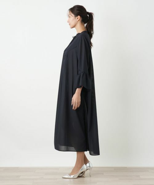 Leilian PLUS HOUSE / レリアンプラスハウス ドレス | キーネックフレアスリーブワンピース【BOURGE】 | 詳細2
