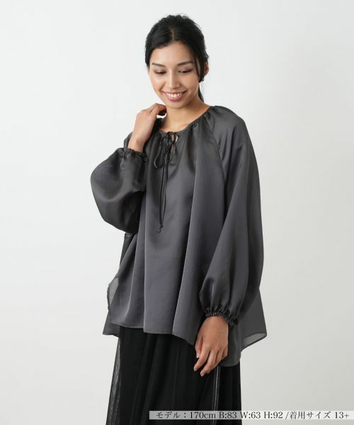 Leilian PLUS HOUSE/レリアンプラスハウス ブラウス【NEMIKA】 チャコールグレー 13+ Leilian PLUS HOUSE/レリアンプラスハウス ブラウス【NEMIKA】 チャコールグレー 13+