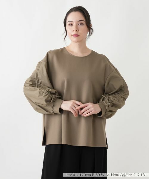 Leilian PLUS HOUSE/レリアンプラスハウス ブラウス キャメル系 13+ Leilian PLUS HOUSE/レリアンプラスハウス ブラウス キャメル系 13+