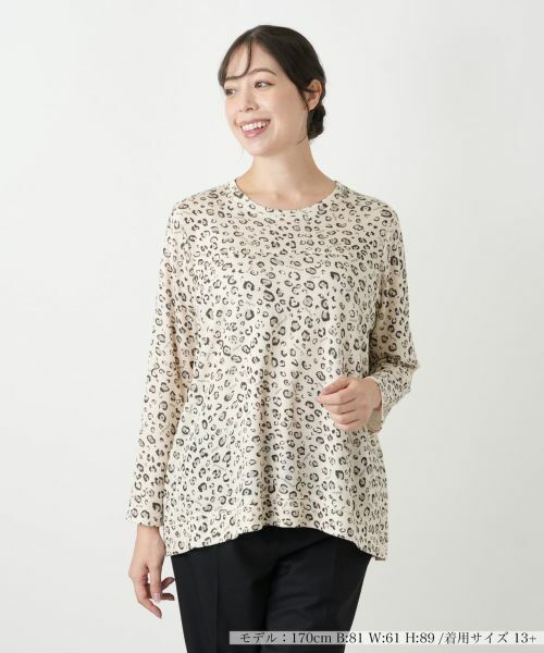 Leilian PLUS HOUSE/レリアンプラスハウス カットソー【MUSE BY ROCHAS Premiere】 ライトベージュ 17+ Leilian PLUS HOUSE/レリアンプラスハウス カットソー【MUSE BY ROCHAS Premiere】 ライトベージュ 17+