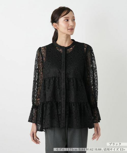 Leilian PLUS HOUSE/レリアンプラスハウス ブラウス ブラック 13+ Leilian PLUS HOUSE/レリアンプラスハウス ブラウス ブラック 13+