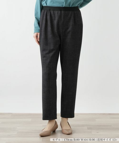 Leilian PLUS HOUSE/レリアンプラスハウス スリムパンツ ブラック 15+ Leilian PLUS HOUSE/レリアンプラスハウス スリムパンツ ブラック 15+