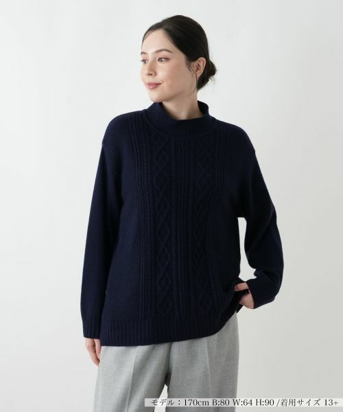 Leilian PLUS HOUSE/レリアンプラスハウス セーター ネイビー 17+ Leilian PLUS HOUSE/レリアンプラスハウス セーター ネイビー 17+