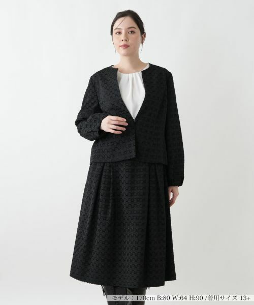 Leilian PLUS HOUSE/レリアンプラスハウス スーツ【セレモニー】 ブラック 17+ Leilian PLUS HOUSE/レリアンプラスハウス スーツ【セレモニー】 ブラック 17+