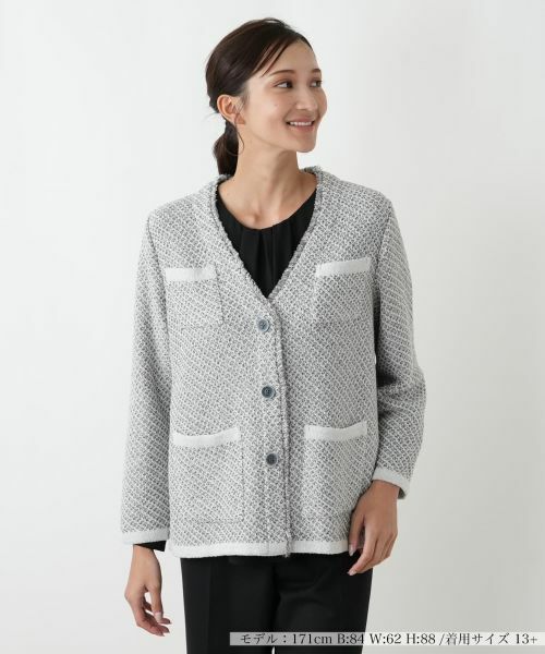 Leilian PLUS HOUSE/レリアンプラスハウス ジャケット ライトグレー 13+ Leilian PLUS HOUSE/レリアンプラスハウス ジャケット ライトグレー 13+