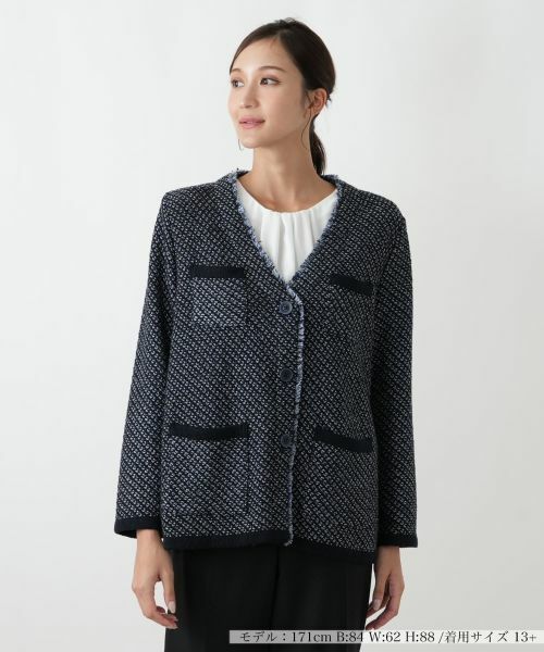 Leilian PLUS HOUSE/レリアンプラスハウス ジャケット ネイビー系 13+ Leilian PLUS HOUSE/レリアンプラスハウス ジャケット ネイビー系 13+