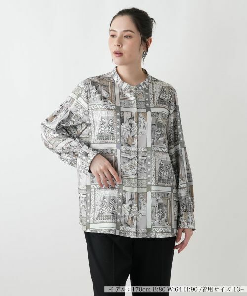 Leilian PLUS HOUSE/レリアンプラスハウス ブラウス ライトグレー 13+ Leilian PLUS HOUSE/レリアンプラスハウス ブラウス ライトグレー 13+