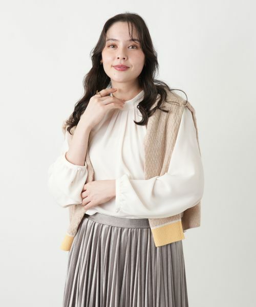 Leilian PLUS HOUSE/レリアンプラスハウス ハイネックシアーブラウス【25年11月カタログ】 アイボリー 17+ Leilian PLUS HOUSE/レリアンプラスハウス ハイネックシアーブラウス【25年11月カタログ】 アイボリー 17+