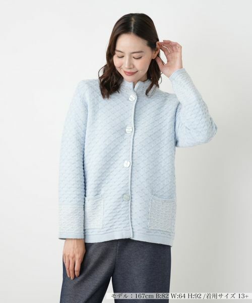 Leilian PLUS HOUSE/レリアンプラスハウス ジャケット【CINZIA CALDI】 サックスブルー 13+ Leilian PLUS HOUSE/レリアンプラスハウス ジャケット【CINZIA CALDI】 サックスブルー 13+