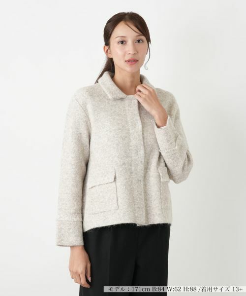 Leilian PLUS HOUSE/レリアンプラスハウス ジャケット【ANNECLAIRE】 ベージュ 13+ Leilian PLUS HOUSE/レリアンプラスハウス ジャケット【ANNECLAIRE】 ベージュ 13+