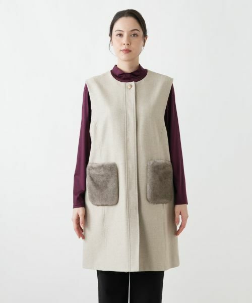 Leilian PLUS HOUSE / レリアンプラスハウス テーラードジャケット | フェイクファーポケットロングジレ【プラス企画】 | 詳細4