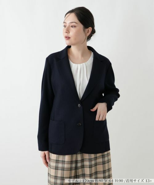 Leilian PLUS HOUSE/レリアンプラスハウス ジャケット【Leilian WHITE LABEL】 ネイビー 17+ Leilian PLUS HOUSE/レリアンプラスハウス ジャケット【Leilian WHITE LABEL】 ネイビー 17+