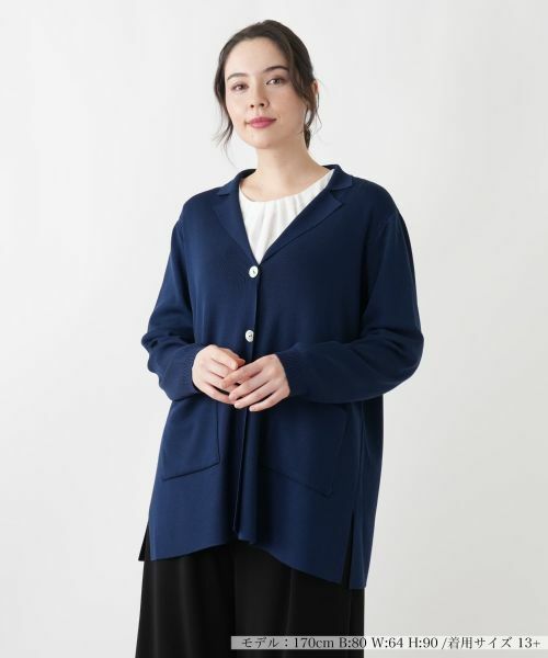 Leilian PLUS HOUSE/レリアンプラスハウス カーディガン【Leilian WHITE LABEL】 ブルー系 17+ Leilian PLUS HOUSE/レリアンプラスハウス カーディガン【Leilian WHITE LABEL】 ブルー系 17+