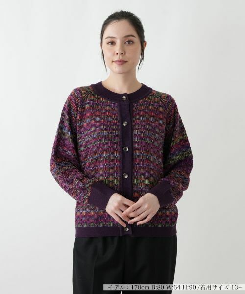 Leilian PLUS HOUSE/レリアンプラスハウス カーディガン【Leilian WHITE LABEL】 パープル系 15+