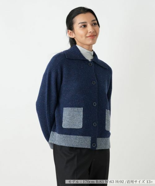 Leilian PLUS HOUSE/レリアンプラスハウス カーディガン ネイビー系 13+ Leilian PLUS HOUSE/レリアンプラスハウス カーディガン ネイビー系 13+