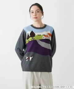 Leilian PLUS HOUSE / レリアンプラスハウス ニット・セーター | 風景モチーフニットプルオーバー【プラス企画】