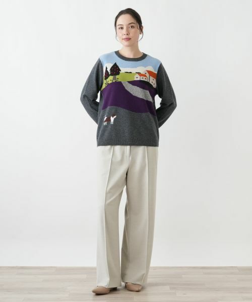 Leilian PLUS HOUSE / レリアンプラスハウス ニット・セーター | 風景モチーフニットプルオーバー【プラス企画】 | 詳細1