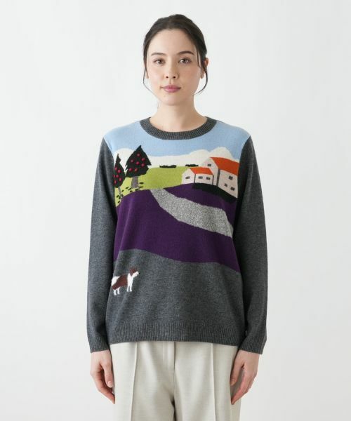 Leilian PLUS HOUSE / レリアンプラスハウス ニット・セーター | 風景モチーフニットプルオーバー【プラス企画】 | 詳細4