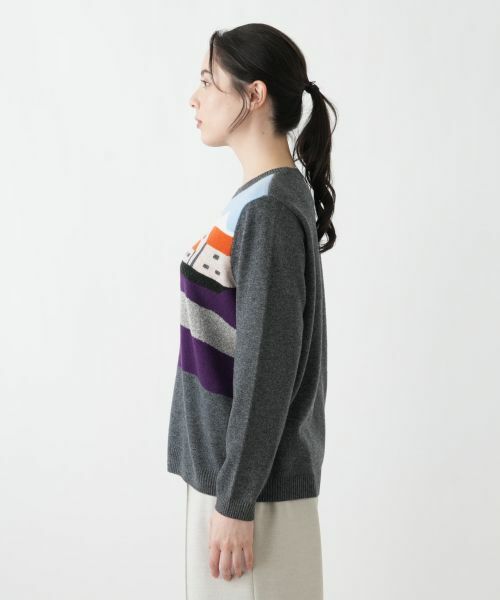 Leilian PLUS HOUSE / レリアンプラスハウス ニット・セーター | 風景モチーフニットプルオーバー【プラス企画】 | 詳細5