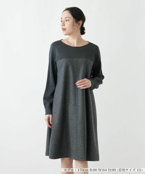 Leilian PLUS HOUSE/レリアンプラスハウス ワンピース【プラス企画】 グレー系 13+ Leilian PLUS HOUSE/レリアンプラスハウス ワンピース【プラス企画】 グレー系 13+