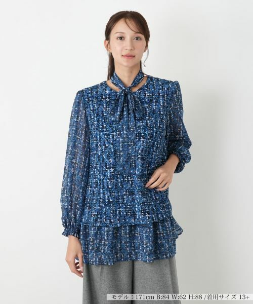 Leilian PLUS HOUSE/レリアンプラスハウス ブラウス【プラス企画】 ロイヤルブルー 13+ Leilian PLUS HOUSE/レリアンプラスハウス ブラウス【プラス企画】 ロイヤルブルー 13+